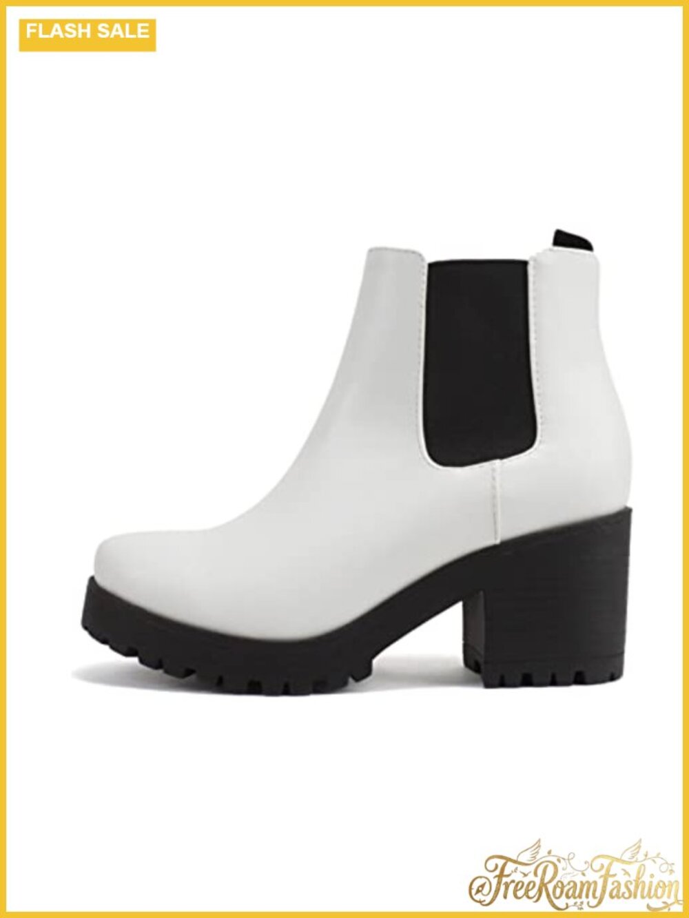 Jaber Ankle Bootie Combat Lug Sole Chunky Heel Elastic Gore